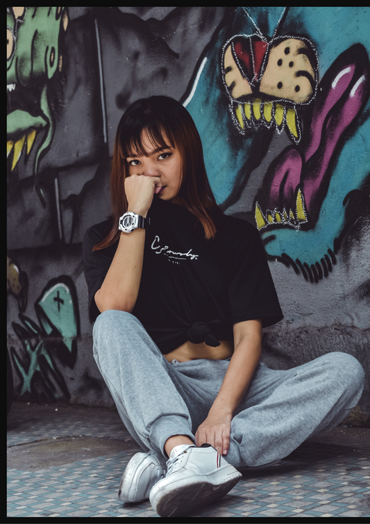 Rebel Edge Crop Tee – Midnight Black